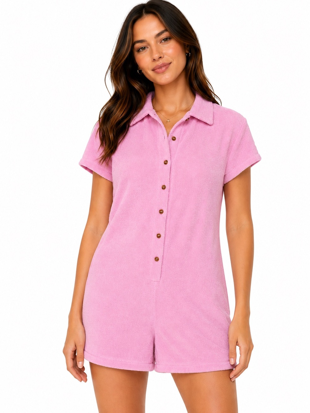 PINK TERRY CLOTH ROMPER